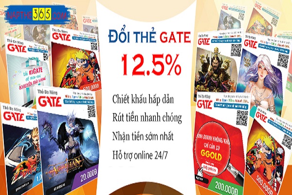 Đổi thẻ Gate thành tiền mặt phí siêu rẻ 12,5%