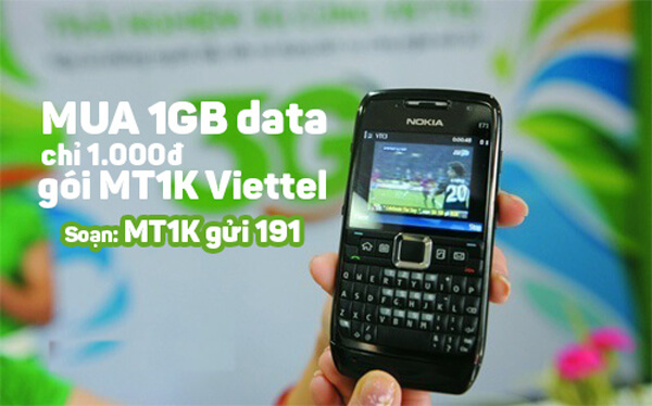 Đăng ký gói bổ sung MT1K Viettel ưu đãi 1GB chỉ 1k
